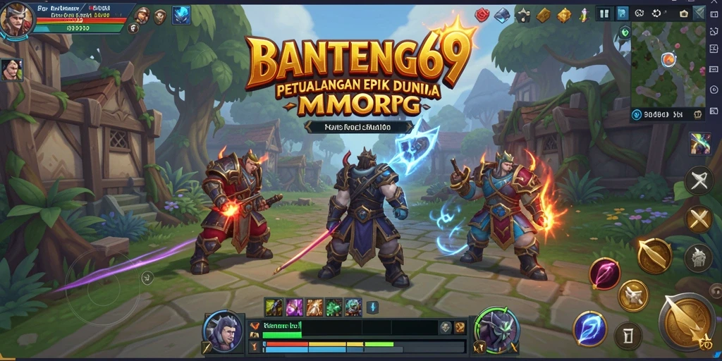 Tangkapan layar utama dari gameplay BANTENG69 yang menampilkan pertempuran epik.