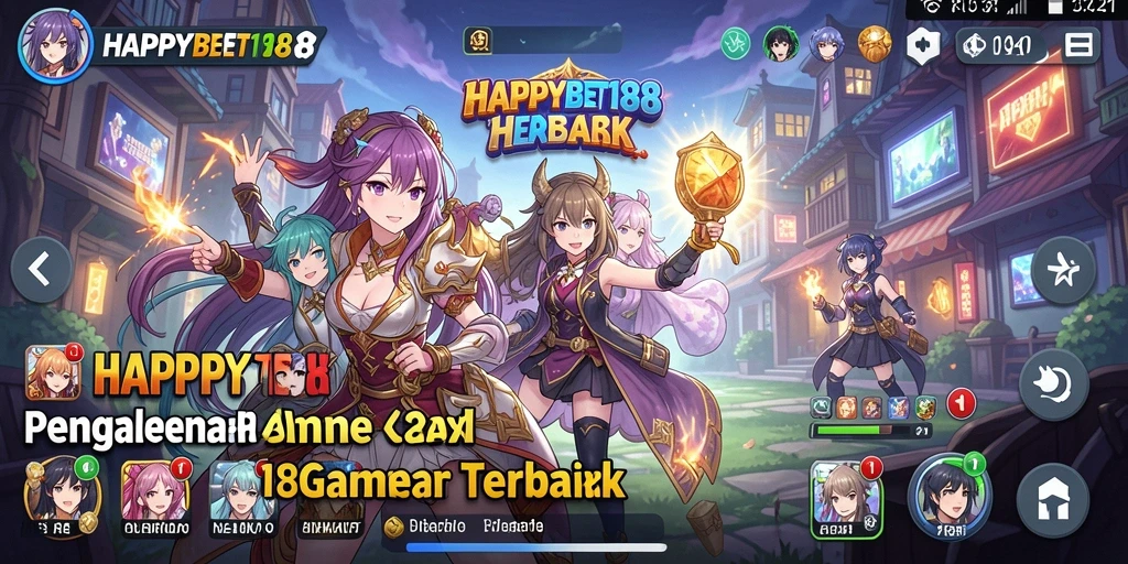 Tampilan gameplay <strong>HAPPYBET188</strong> yang penuh warna dan karakter anime menarik.
