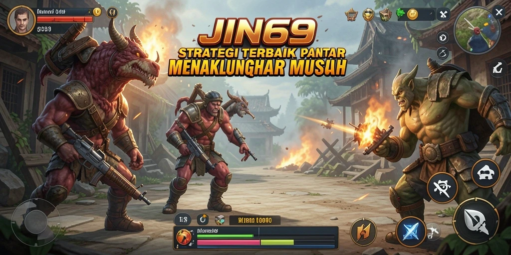 Screenshot dari gameplay JIN69 yang menunjukkan pertempuran strategis yang seru.