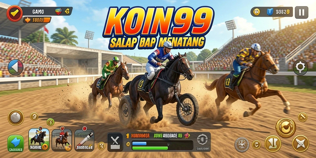 Tampilan gameplay balap yang mendebarkan dan menegangkan di KOIN99.