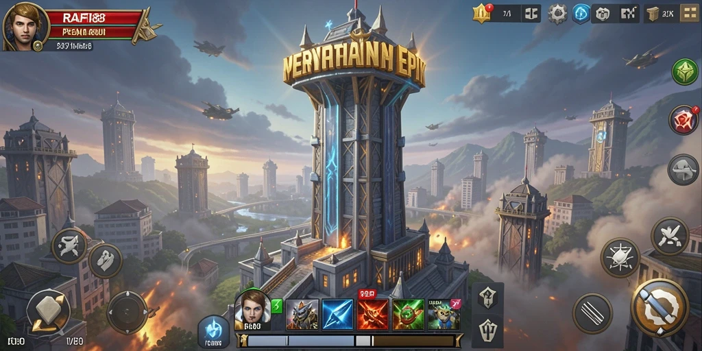 Tampilan gameplay RAFI88 menampilkan pertempuran Tower Defense yang seru.