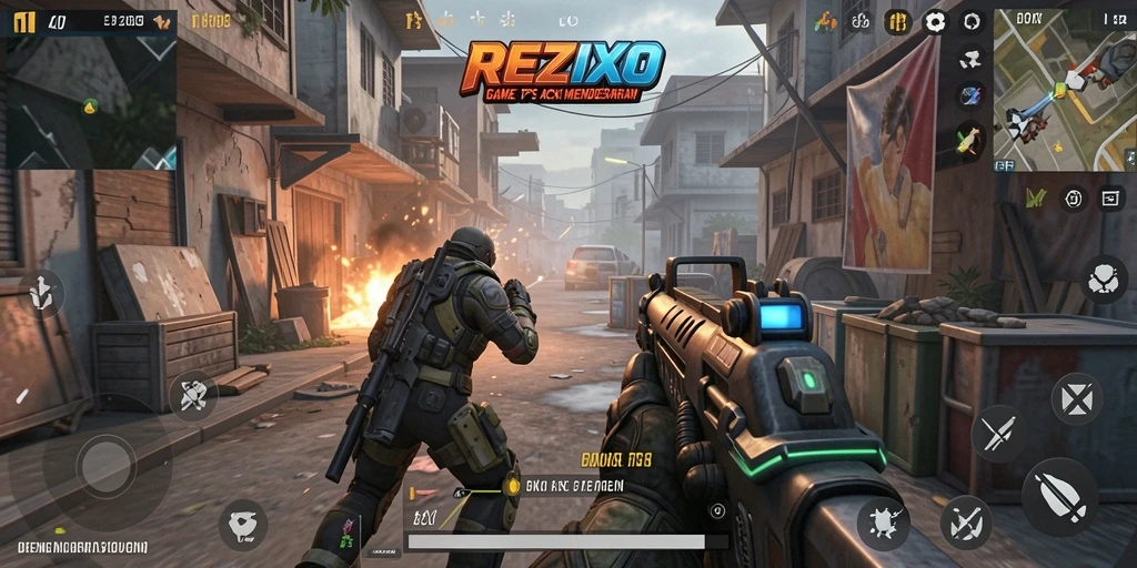 Tampilan gameplay mendebarkan dalam game TPS REZIXO.