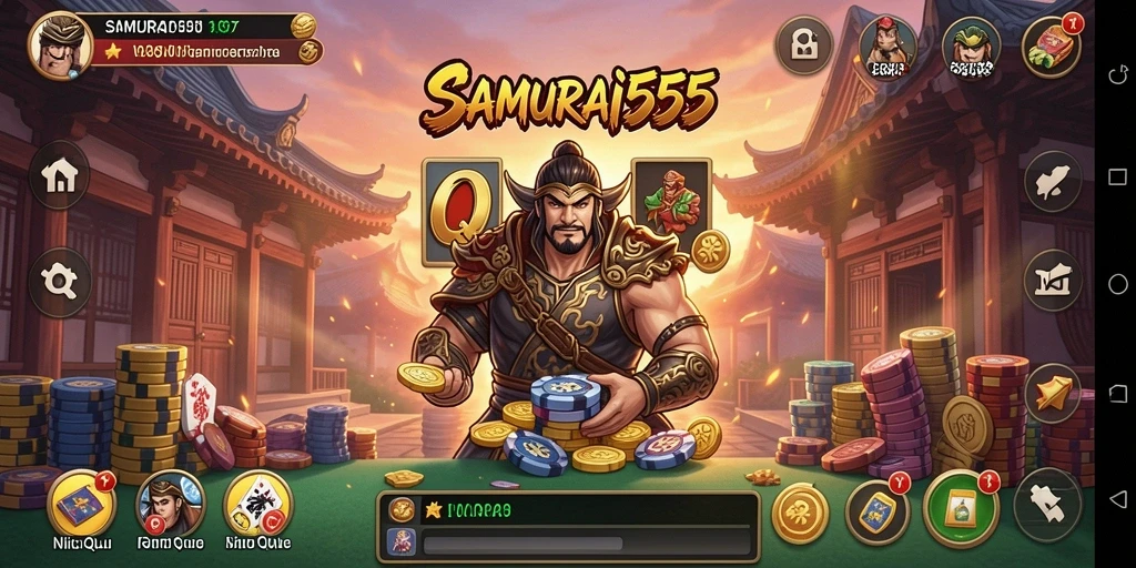 Tampilan gameplay seru dalam SAMURAI555 yang penuh strategi.