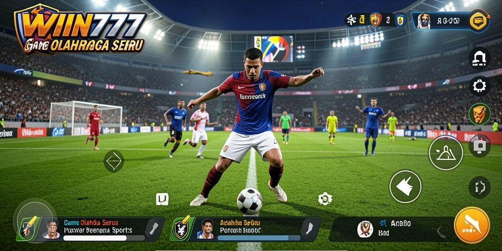 Tampilan gameplay menarik dengan karakter dan aksi olahraga yang seru.