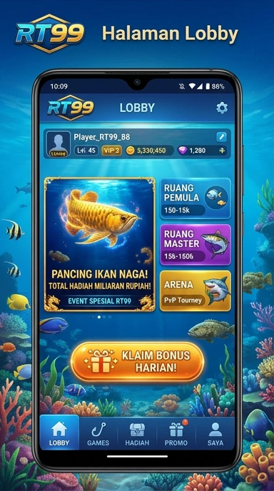 Tampilan utama aplikasi rt99 yang mudah digunakan.